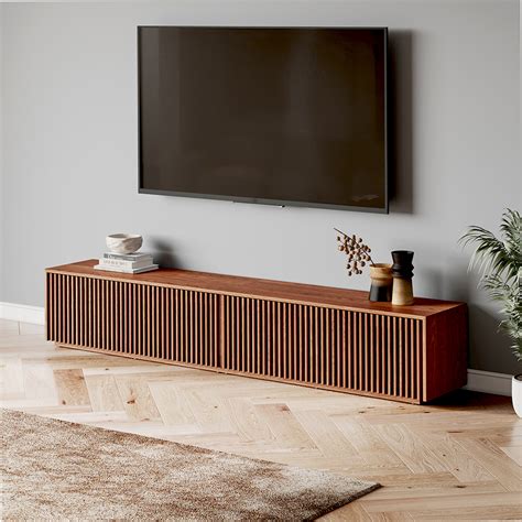 Minimalist TV Stand | Wood Slatted Entertainment Center |Shop Now