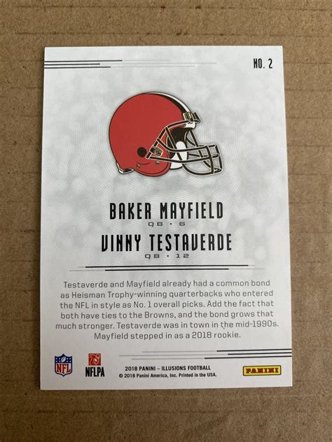 2018 Panini Illusions Vinny Testaverde Baker Mayfield #2 Rookie RC | eBay