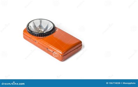 Old Battery Flashlight On The White Background. Stock Photo - Image of antique, black: 106774038