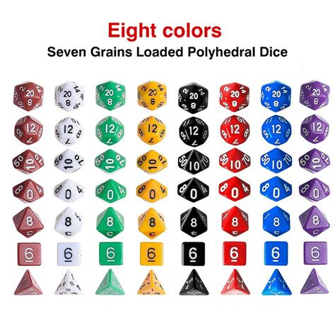 8 Colors Pure Color Quality Multi Sides Dices Game Playing Mixed Color For Parties TRPG Gamer ...