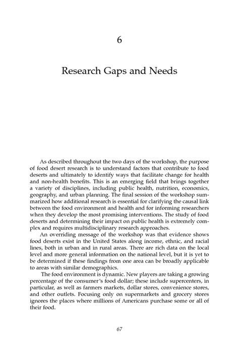 6 Research Gaps and Needs | The Public Health Effects of Food Deserts: Workshop Summary | The ...