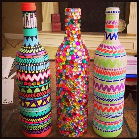 Recycle craft; decorative painted bottle ideas ~ art craft projects