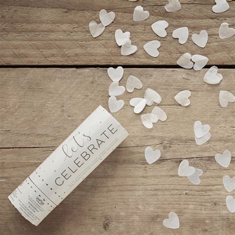 White Heart Biodegradable Confetti Cannon