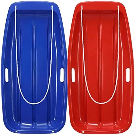 Snow Sled Toboggan for Kids and Adults with 2 Built in Handles and Pull ...