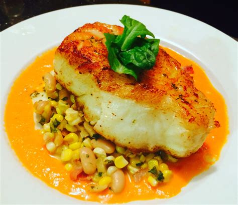 Sea Bass with Cannellini Beans and Red Pepper Sauce | Recipes, Fish recipes