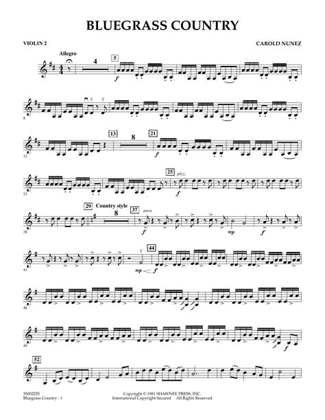 Bluegrass Country - Violin 2 by Carold Nuñez Sheet Music for Orchestra ...