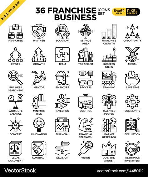 Franchise business icons Royalty Free Vector Image