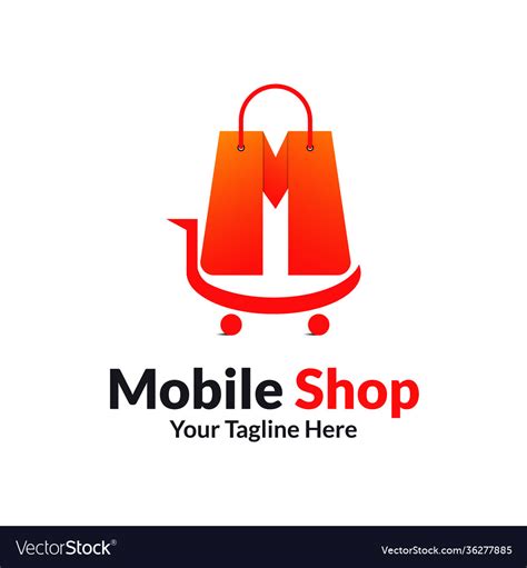 Letter m new online mobile shopping logo design Vector Image