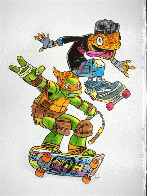 Michelangelo & Mondo Gecko - TMNT Art