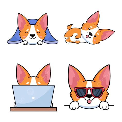 Set Of Hand Drawn Corgi Puppies Sleeping Under Blanket, Set, Cute, Lying PNG and Vector with ...