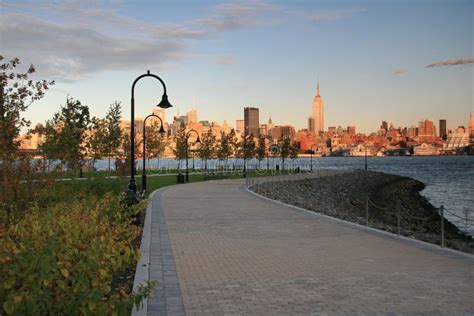 New York City Skyline at Dusk from Hoboken, NJ Stock Image - Image of ...