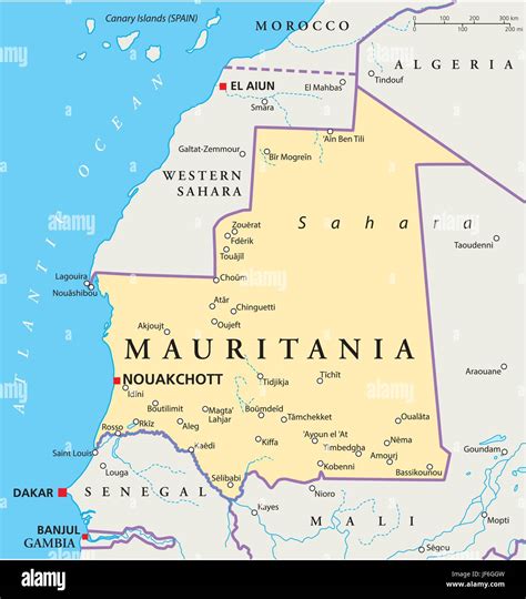 mauritania, map, atlas, map of the world, travel, political, africa ...