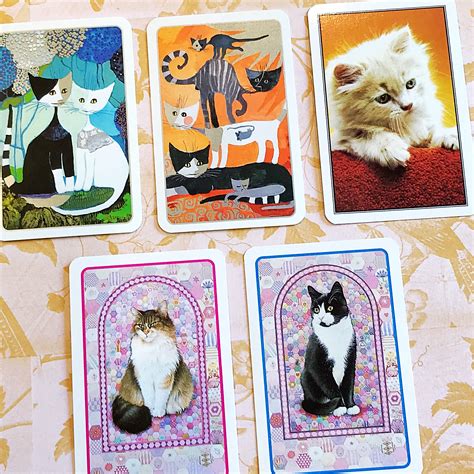 Pack of five vintage cat playing cards to use in junk journals | Etsy