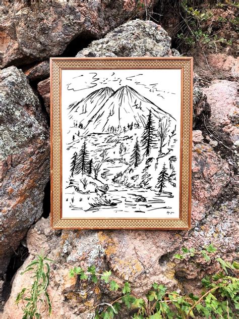 Mountain Art Print Hand Illustrated Mountain Printed on - Etsy