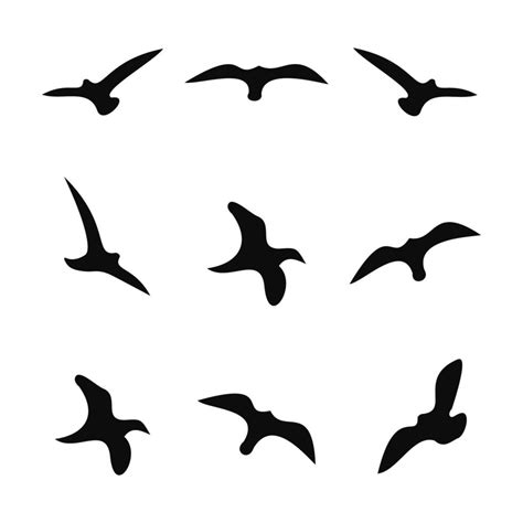 Flying Bird Silhouette Icons Set 2209398 Vector Art at Vecteezy