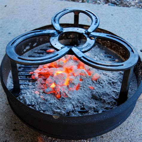 CAMPING TRIVET, dutch oven cooking, grate, cast iron pot over fire stand, campfire, horseshoes ...