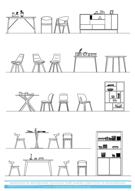 CP04 Dining Room Furniture CAD Blocks - First In Architecture