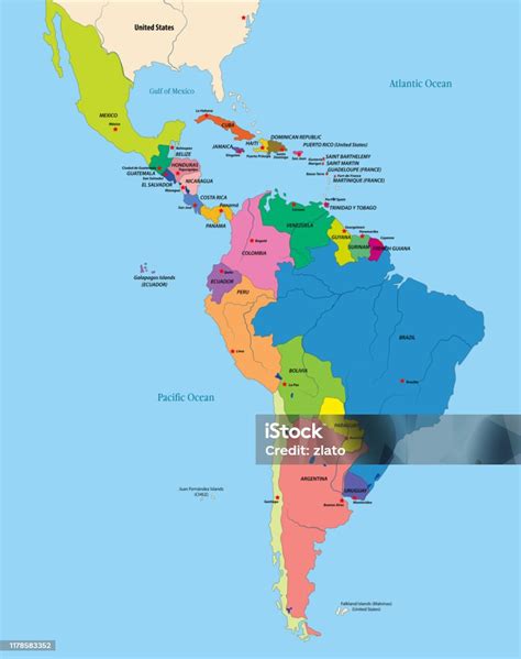 Latin America Political Map With Capitals