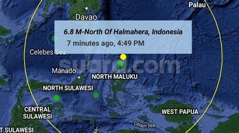 Gempa Bumi yang Terjadi di Maluku Utara Dirasakan Hingga Manado