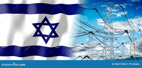 Israel - Country Flag and Electricity Pylons Stock Illustration ...