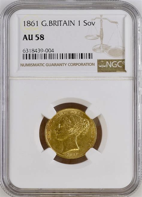 1861 Victoria Shield Back Gold Sovereign Graded NGC AU58 | 1817.co.uk