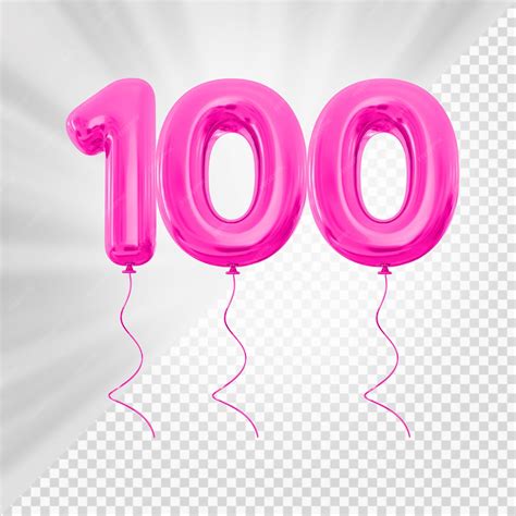 Premium PSD | Pink balloon number 100