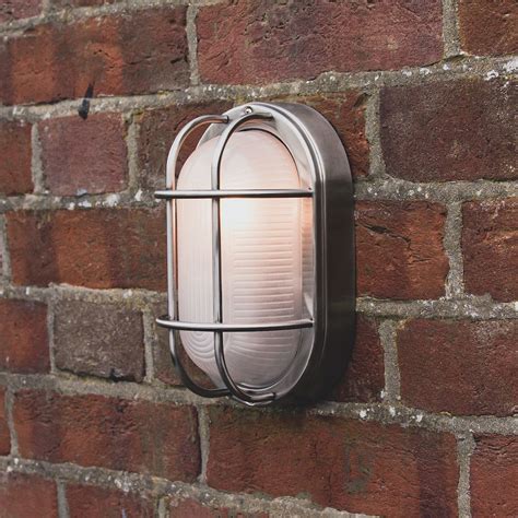 Stainless Steel Cast Aluminium Outdoor Oval Bulkhead Wall Light - Happy Homewares