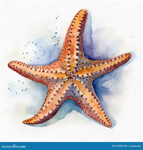 Watercolor starfish stock vector. Illustration of beach - 275953136