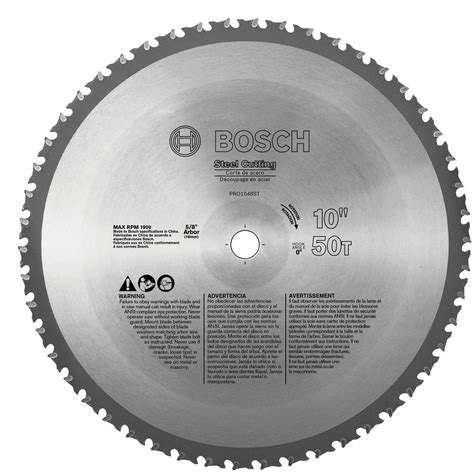 Bosch 10 in. Ferrous Metal Cutting Circular Saw Blade-PRO1048St - The Home Depot