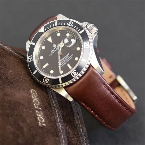 Rolex Submariner leather brown strap | Rolex submariner leather, Rolex ...