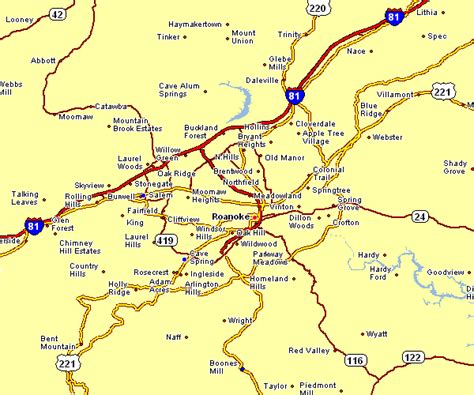 Area Map of Roanoke