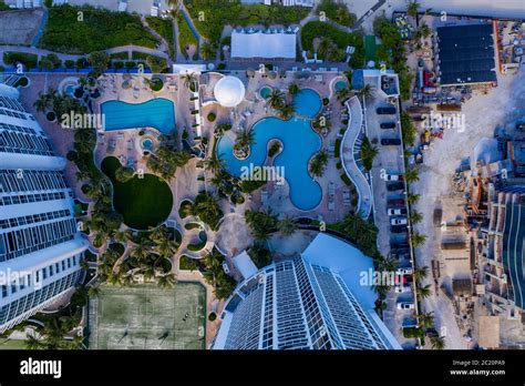 Aerial photo Trump Tower Sunny Isles swimming pool beach side Stock ...