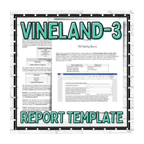 Vineland 3 Report Template School Psychology Special Education ...