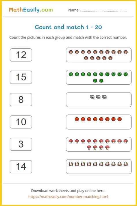 Online Counting Games For Kindergarten 1-20 + Workheets