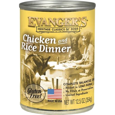 EVANGER'S Classic Recipes Chicken & Rice Canned Dog Food, 12.8-oz, case of 12 - Chewy.com