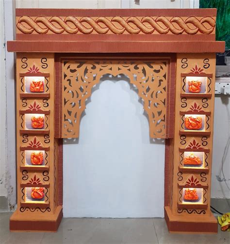 Cardboard Ganpati Makhar Stage Decorations, Wedding Decorations, Art ...