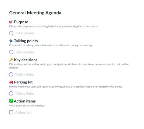 General Meeting Agenda Template | Fellow.app