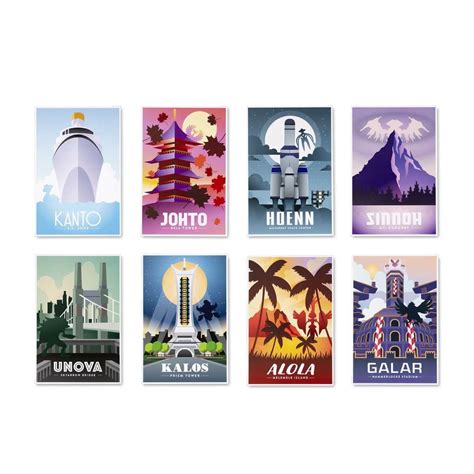 Destination Pokémon Posters (8-Pack) | Pokémon Center Official Site