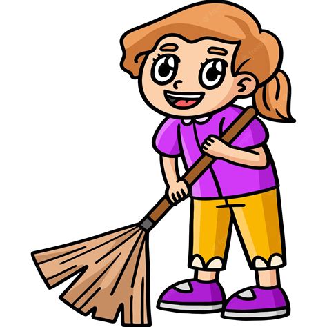 Boy Sweeping Floor With Broom Illustration Royalty Free SVG - Clip Art Library