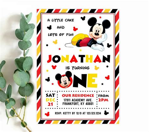 Mickey Mouse Invitations - Editable Templates Instant Download