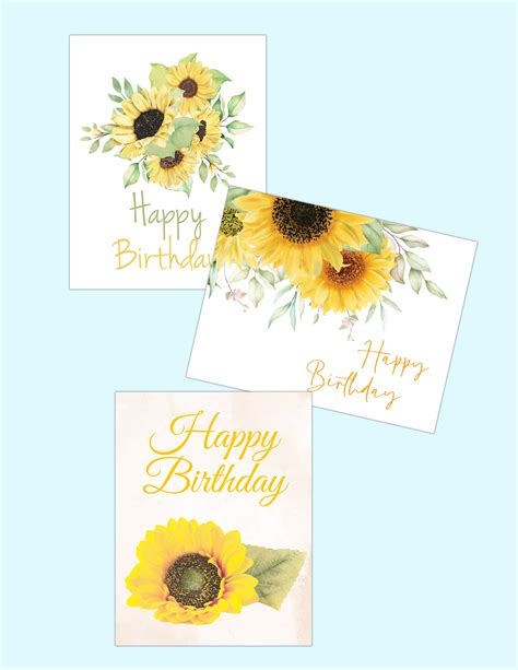 Free Happy Birthday Sunflowers (Images to Print)