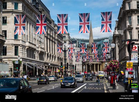 Regent Street decorated with British flags, London, United Kingdom, UK Stock Photo - Alamy