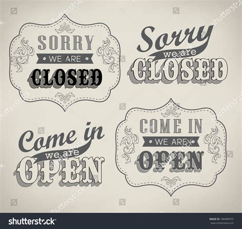 Open Closed Vintage Retro Signs Can Stock Illustration 186989972 ...