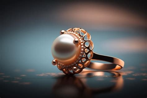 Premium Photo | A gold ring with a pearl on it