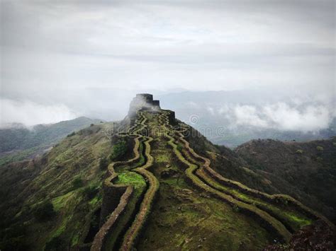 Rajgad Fort Sanjivani Machi Stock Image - Image of bright, torana ...