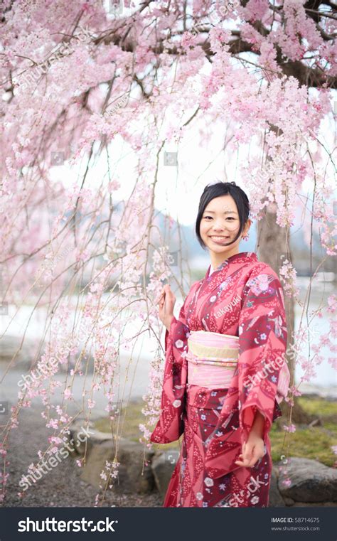 Cherry Blossom Japanese Kimono Female Stock Photo 58714675 - Shutterstock