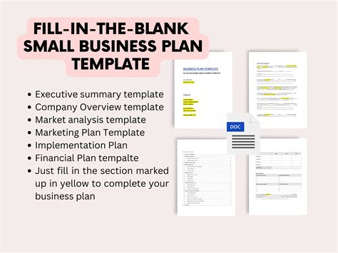 Business Plan Template Word Fill in the Blank Business Plan for Small Business (Instant Download ...