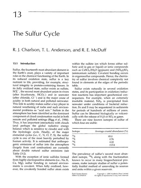 13 The Sulfur Cycle 2000 International Geophysics | PDF | Sulfur ...