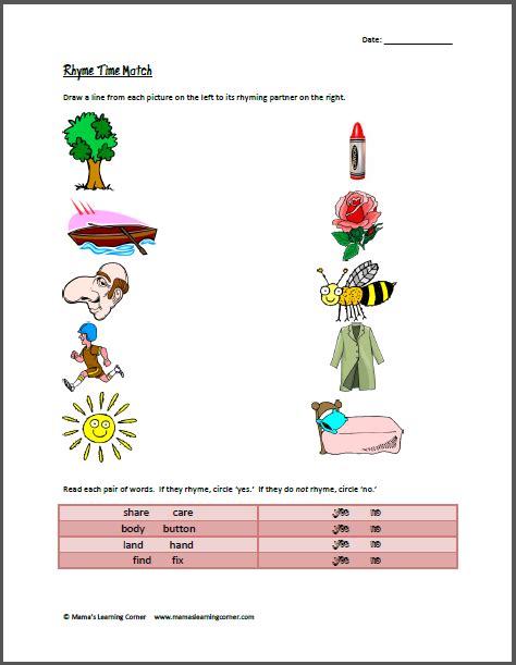 Rhyme Time Match - Mamas Learning Corner