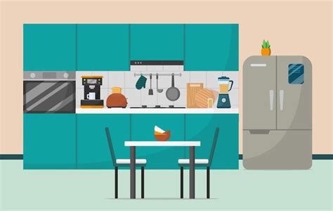 Premium Vector | The modern kitchen interior. vector illustration.